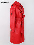 Back Slit Sashes Double Breasted Luxury Raincoat