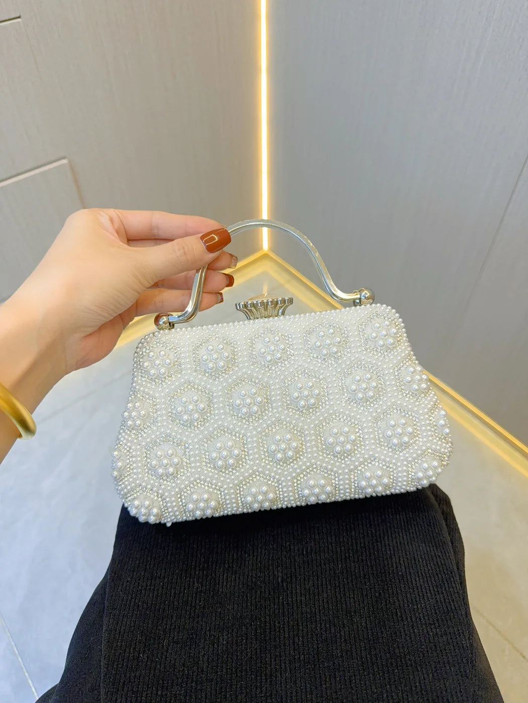 White Beading Tote Bag