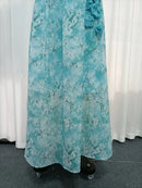 Blue Loose Spliced Flowers Dresses