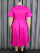 Plus Size A-Line Pleated Satin Dress