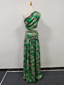 Printing Slimming Spliced Folds Two Piece Sets