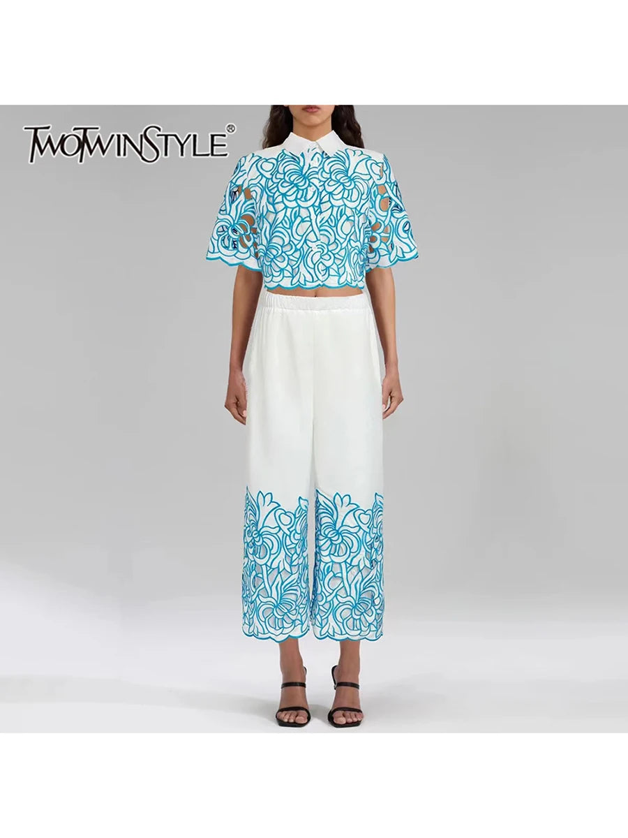 Hollow Out Casual Two Piece Set