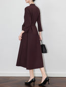 Solid Spliced 3D Buttons Dresses