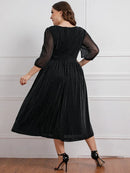 Plus Size Black High Waist Dresses