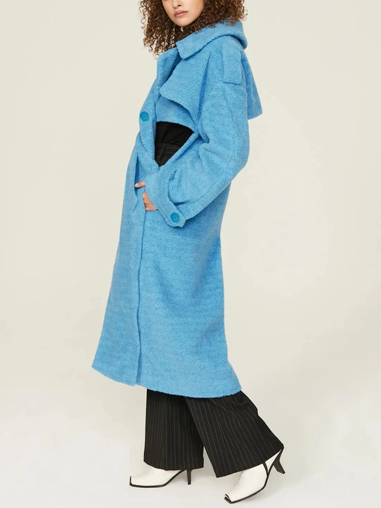 Solid Hollow Out Twist Lambswool Coats