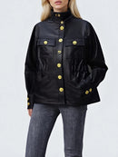 Spliced Buttons Jackets