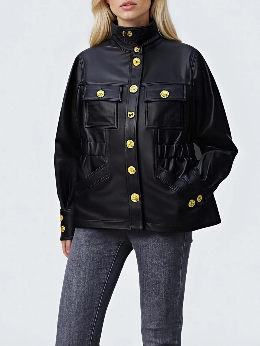 Spliced Buttons Jackets