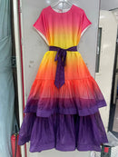 Gradient Ruffles Folds Dresses