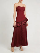 Spliced Ruffles Folds Long Dress