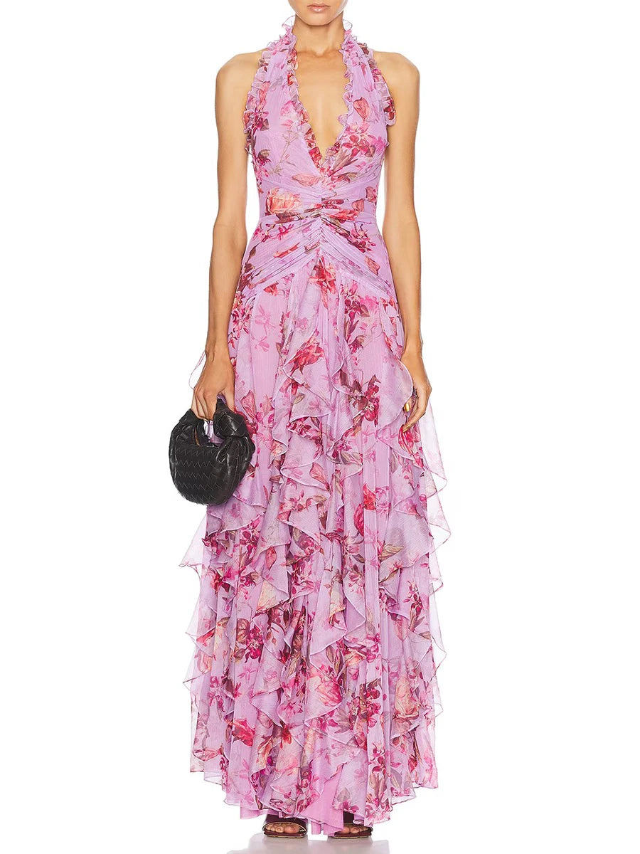 Hit Color Printing Spliced Dress