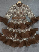 Sheer Spliced Embroidery Dresses