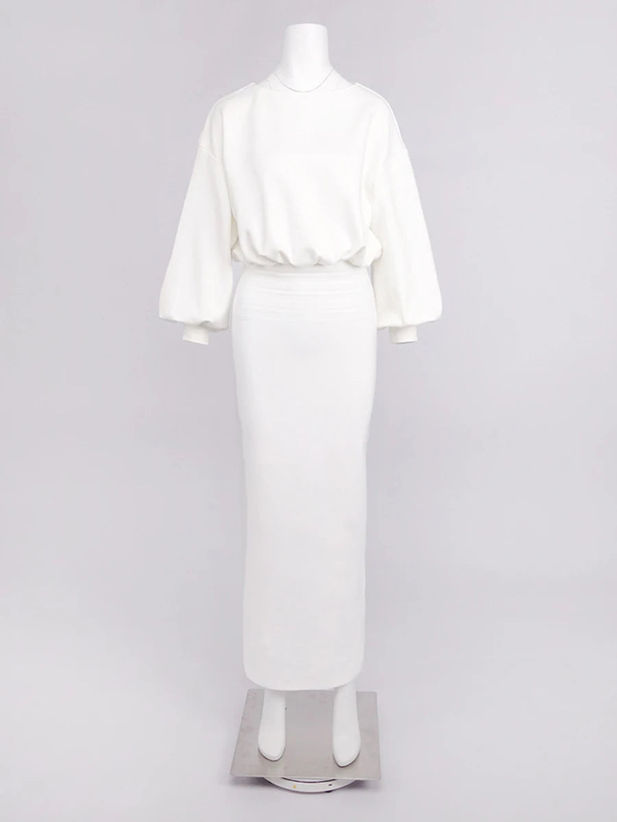 Round Neck Elastic Waist Dress