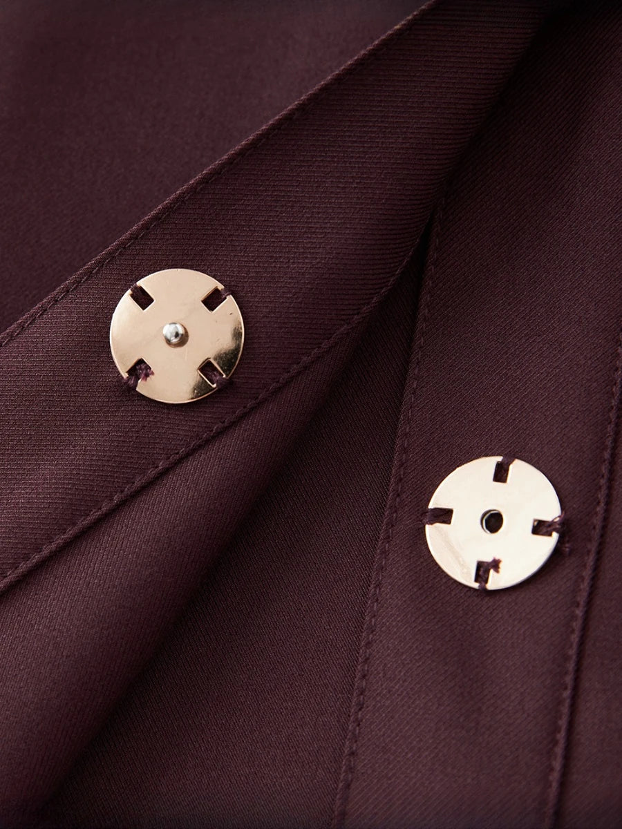Solid Spliced 3D Buttons Dresses