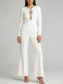 Hollow Out Spliced Bead Minimalist Jumpsuit