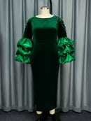 Plus Size Green Velvet Dress