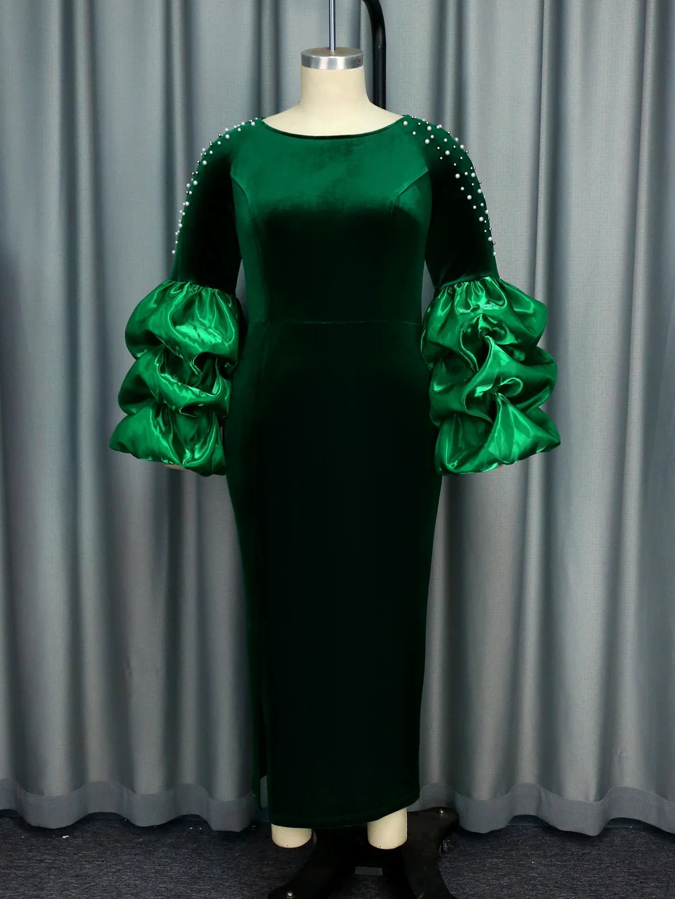 Plus Size Green Velvet Dress