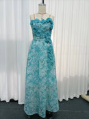 Blue Loose Spliced Flowers Dresses