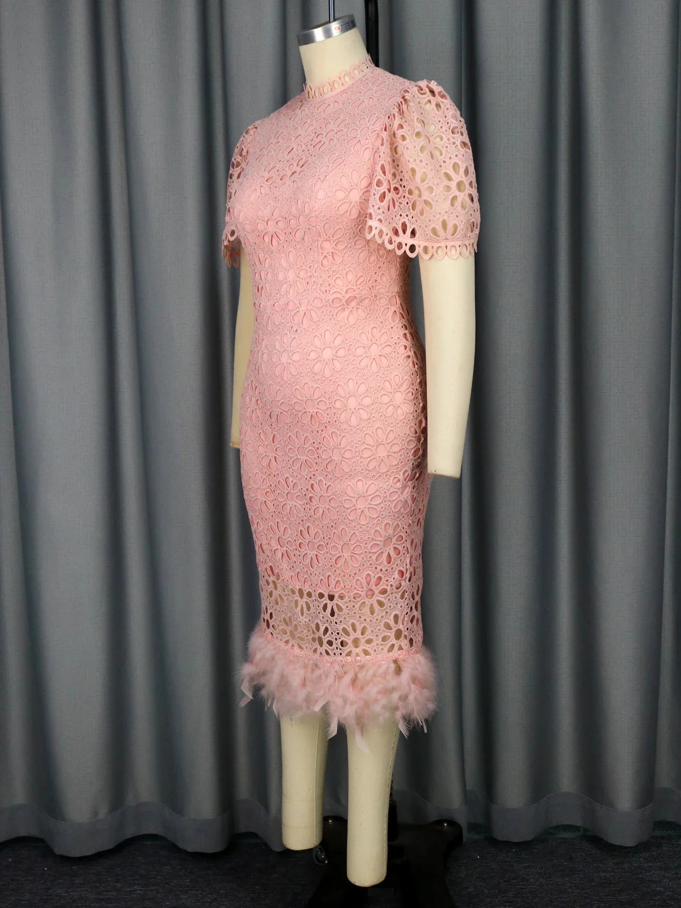 Plus Size Pink Lace Dress