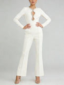 Hollow Out Spliced Bead Minimalist Jumpsuit