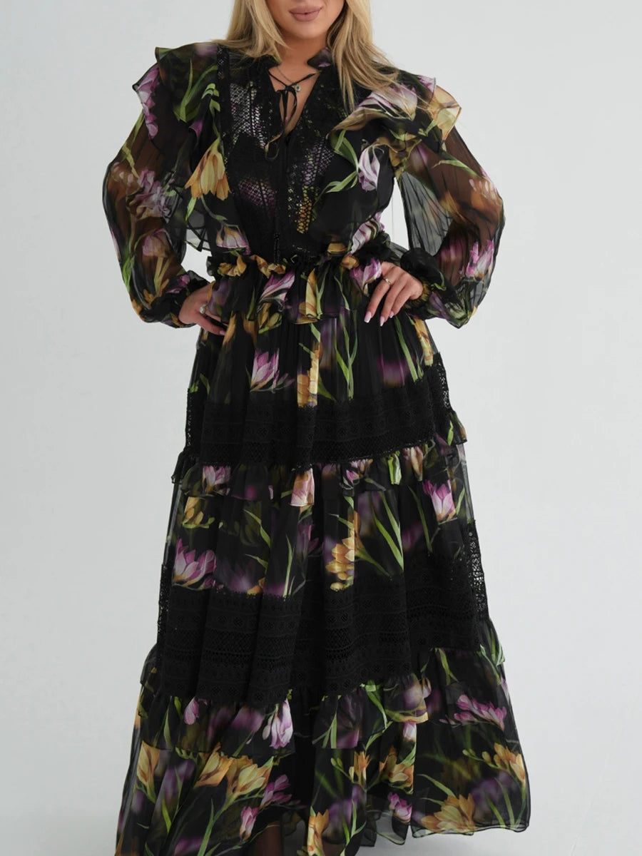 V Neck Long Sleeve Dress