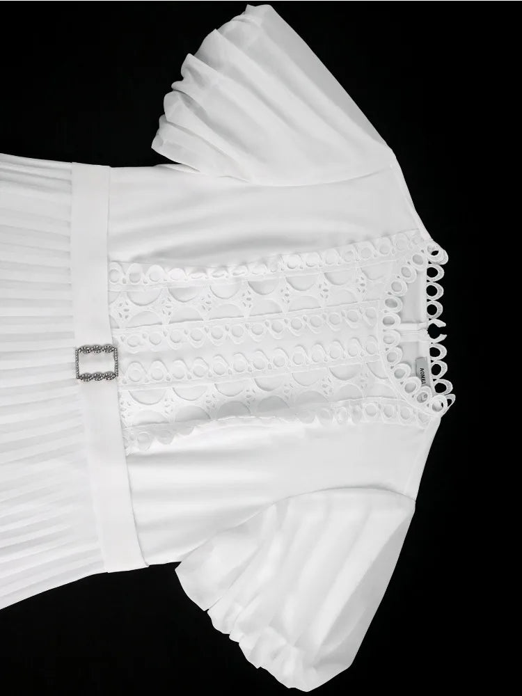 Pleated A Line Plus Size Midi Dress