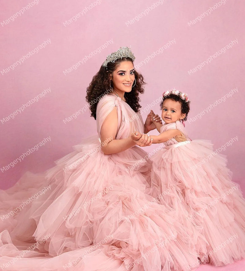 Mother And Daughter Sleeveless Ruffles Tiered Dress