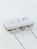 Pearl and rhinestone letter MRS clutch evening bag