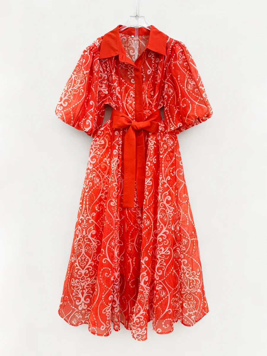 Loose Spliced Lace Up Dresses