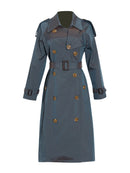 Color Spliced Buttons Temperament Trench Coat