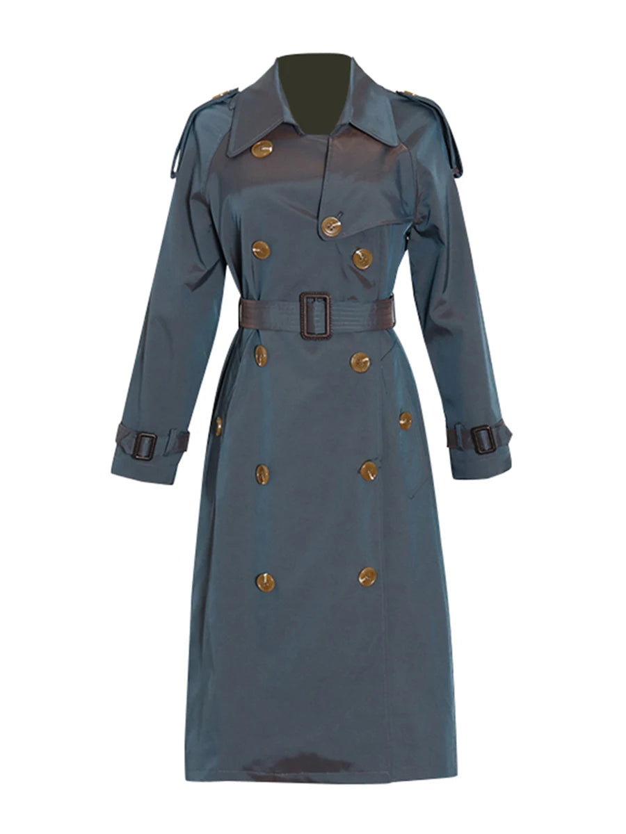 Color Spliced Buttons Temperament Trench Coat