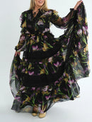 V Neck Long Sleeve Dress