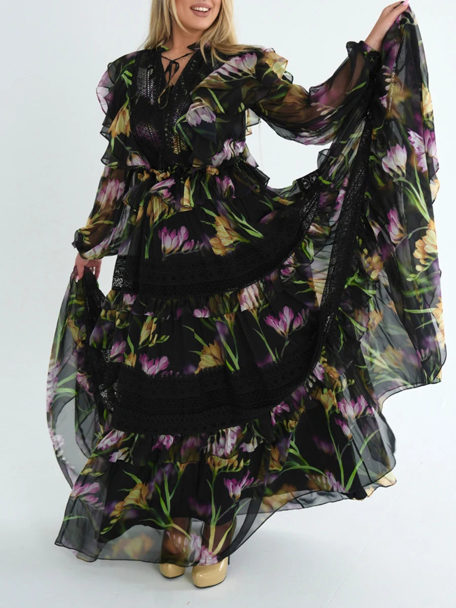 V Neck Long Sleeve Dress