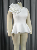 Plus Size White Peplum Blouse