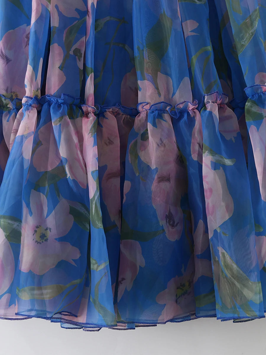 Color block Printing A Line Skirts