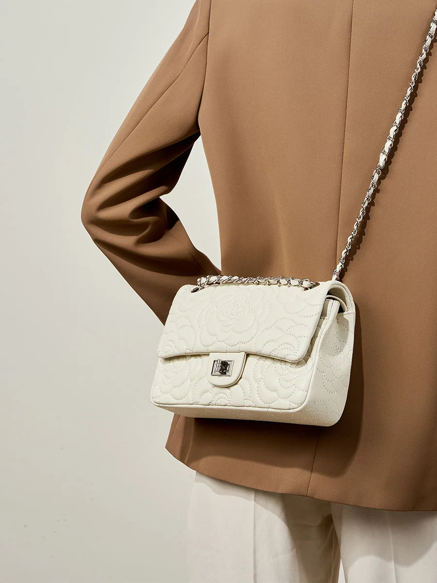 Camellia Pattern Chain Crossbody Bags