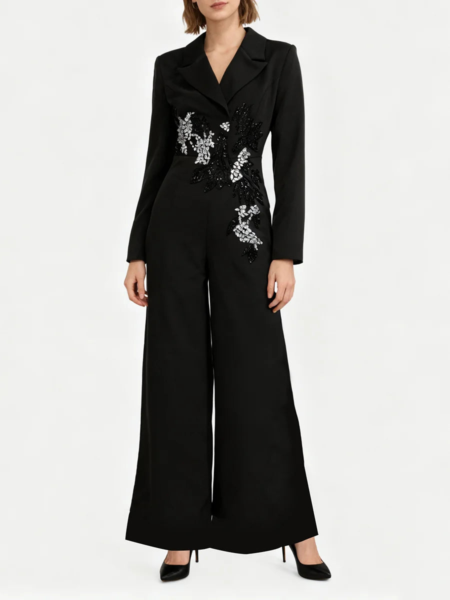 Solid Slimming Spliced Beading  Jumpsuits