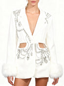 Solid Hollow Out Diamonds Elegant Blazers