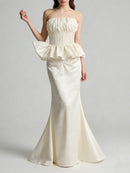 Solid Spliced Pleated Dresses