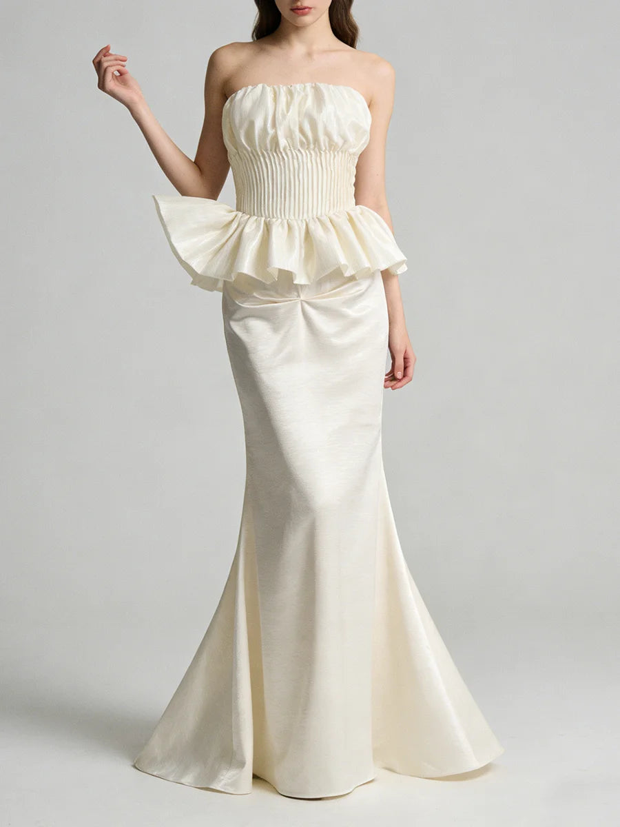 Solid Spliced Pleated Dresses