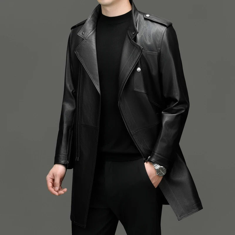 Men’s Cow Leather Trench Coat