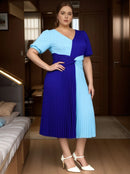 Plus Size A Line Pleated Dress