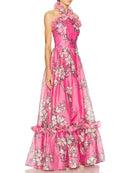 Rose Printing Spliced 3D Flower Dress