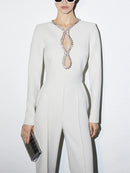 Hollow Out Spliced Bead Minimalist Jumpsuit