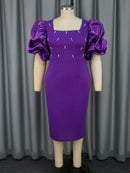 Plus Size Elegant Purple Beaded Dress