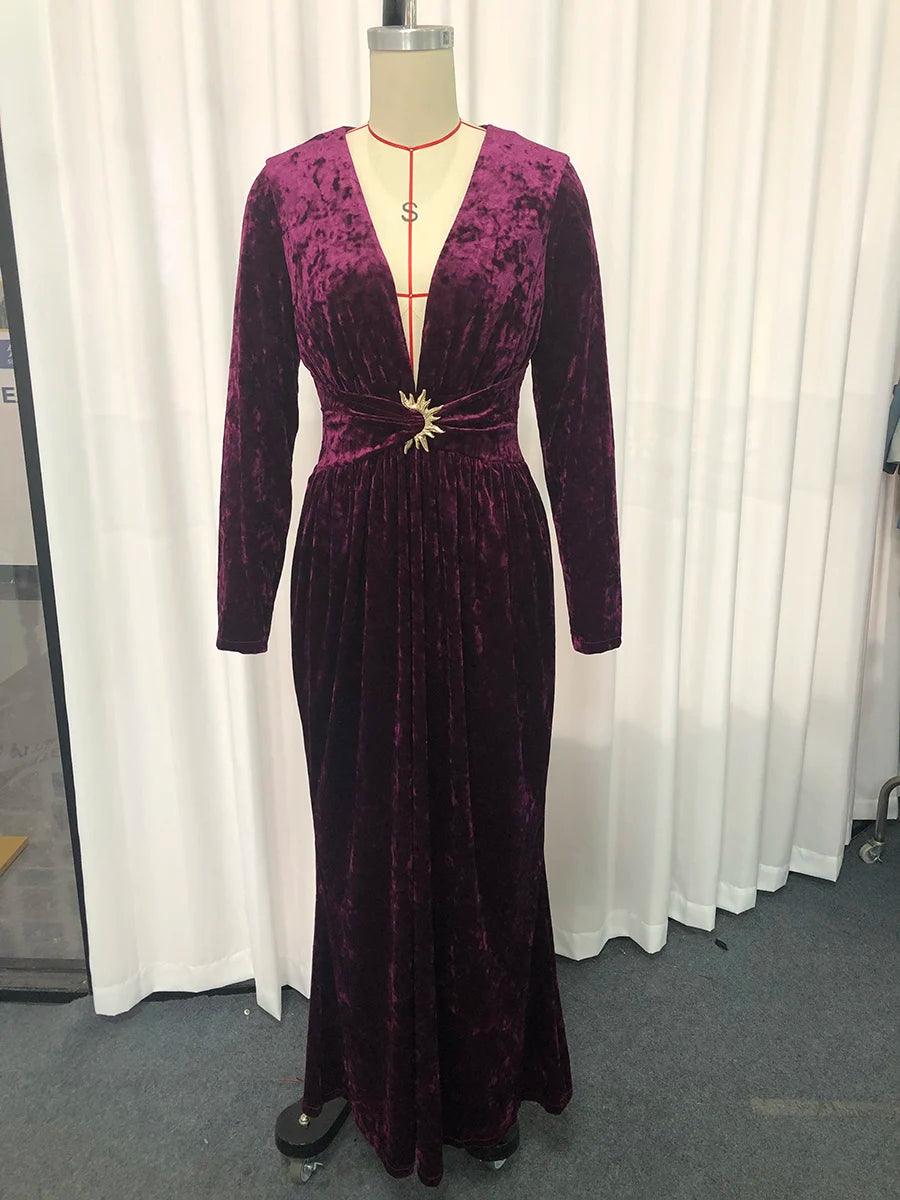 Solid Spliced Folds Dresses