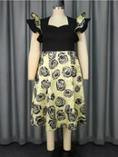 Plus Size Floral Jacquard A Line Dresses