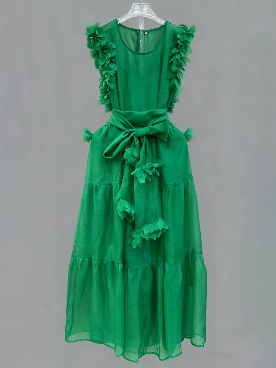 Spliced 3D Flower Dresses