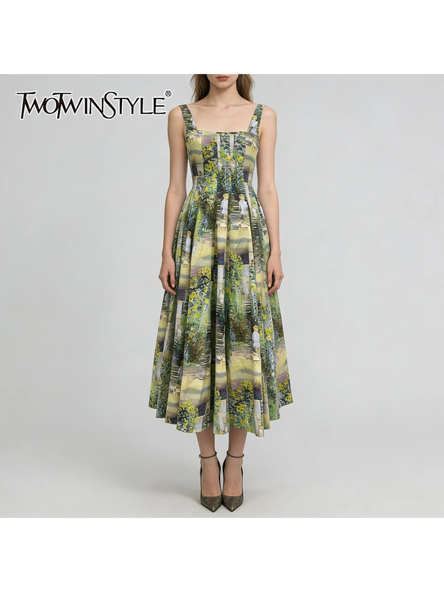 Printing Vintage Long Dresses