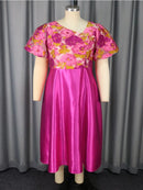 Plus Size A Line Midi Jacquard Dress