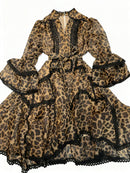 Printing Spliced Ruffles Dresses